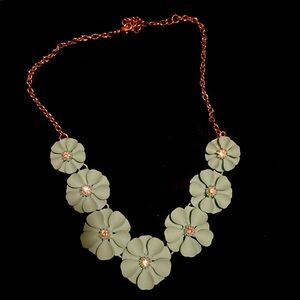 light blue flower necklace. Adjustable chain